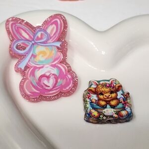 Easter Flatback Focal Beads Bunny Cow Badge Keychain Crafts Magnet Beaded Pen